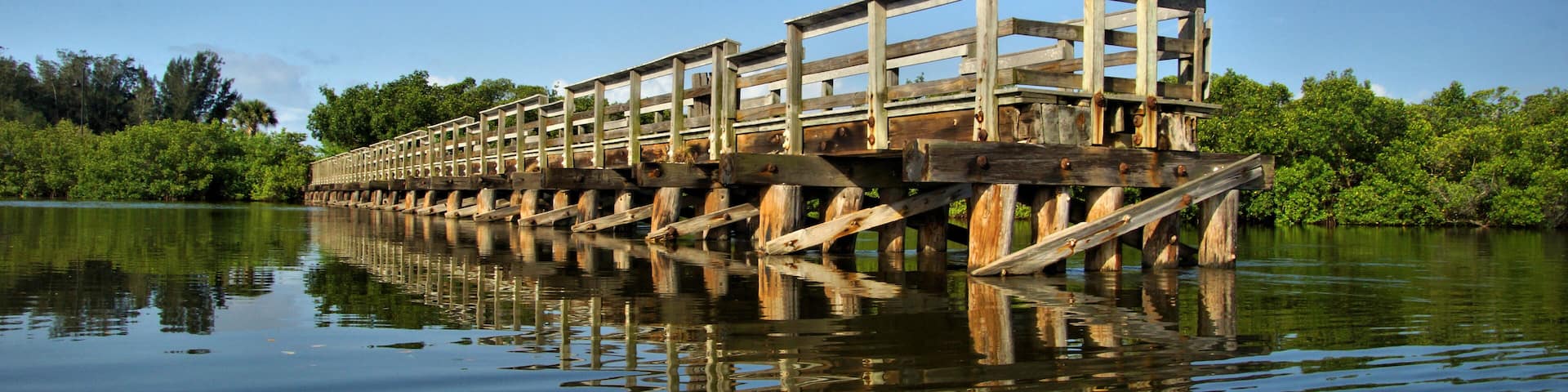 Fishing pier on Coral Creek near the Intercoastal Waterway in Placida, Florida