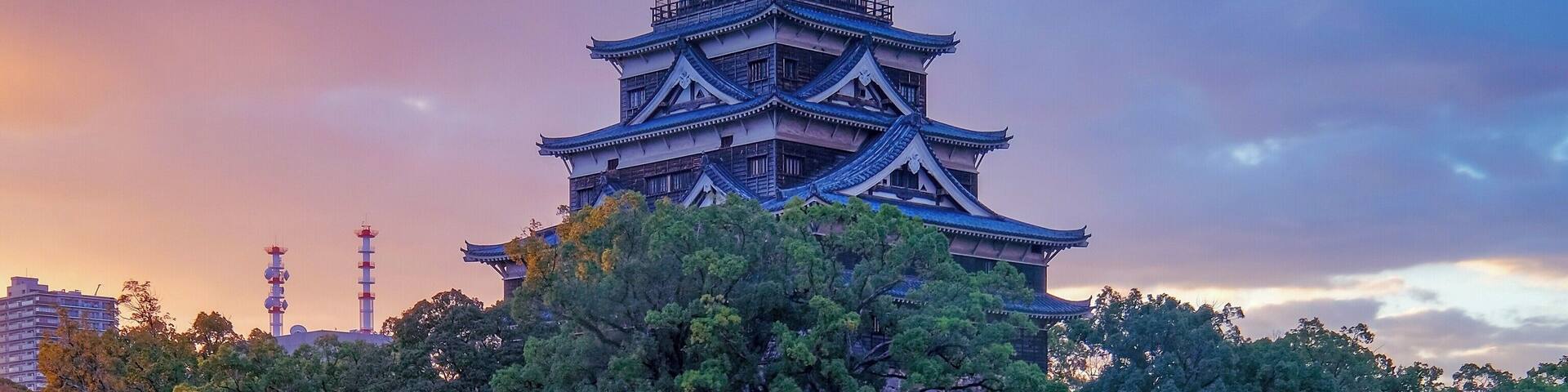 A nice spot to capture sunrise behind Hiroshima castle in month of November