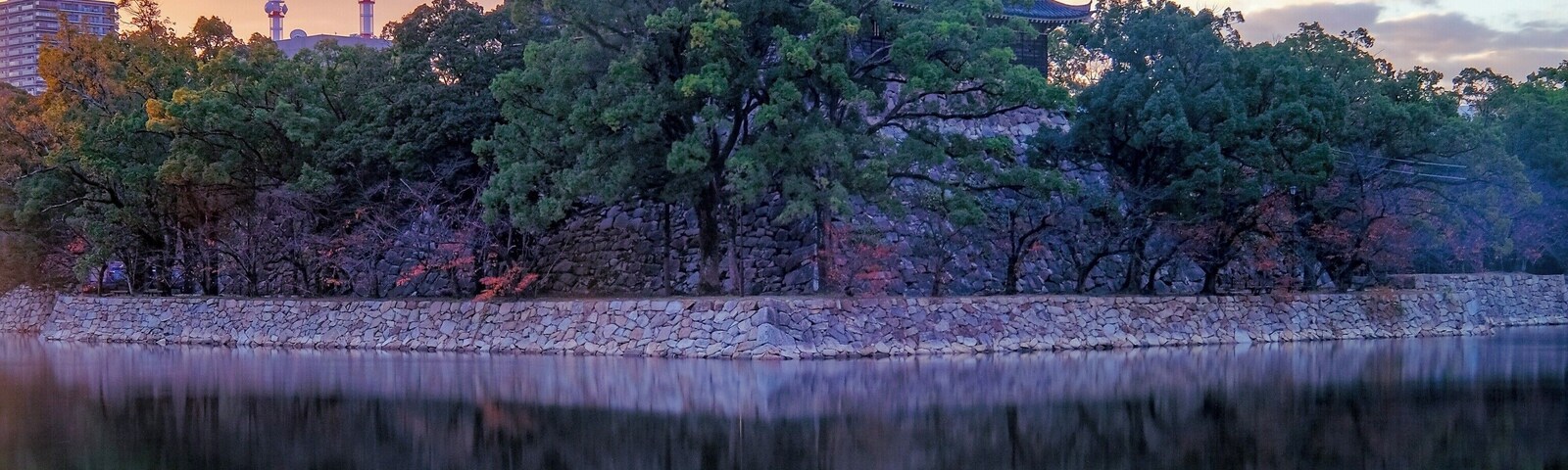 A nice spot to capture sunrise behind Hiroshima castle in month of November