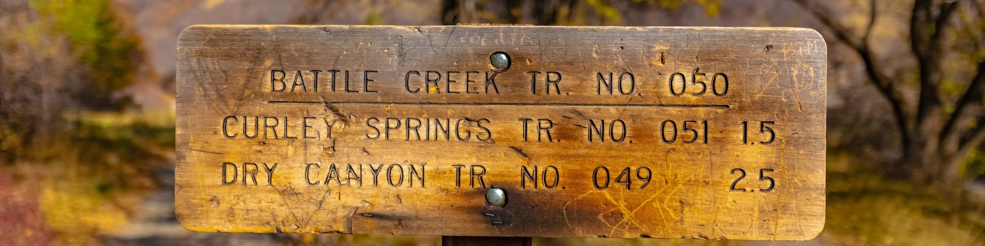 Battle Creek trailhead sign for the trail
