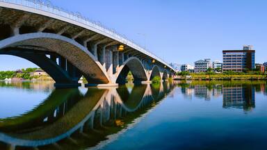Jinju City landmark bridge and water reflection on the Namgang River in Gyeongsangnam‑do, South Korea