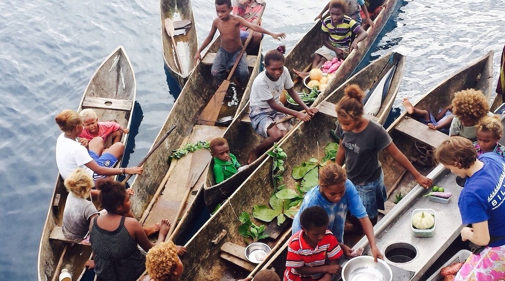 Locals selling fresh produce to us aboard our dive boat in the Solomon Islands.