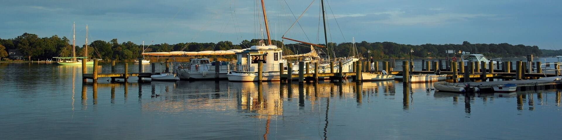 Boats on the Chesapeake River , Maryland, USA
