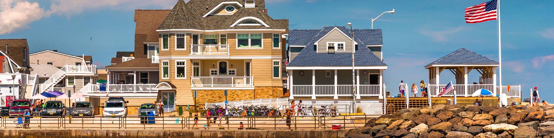 Beach houses along the inlet in Point Pleasant Beach, New Jersey