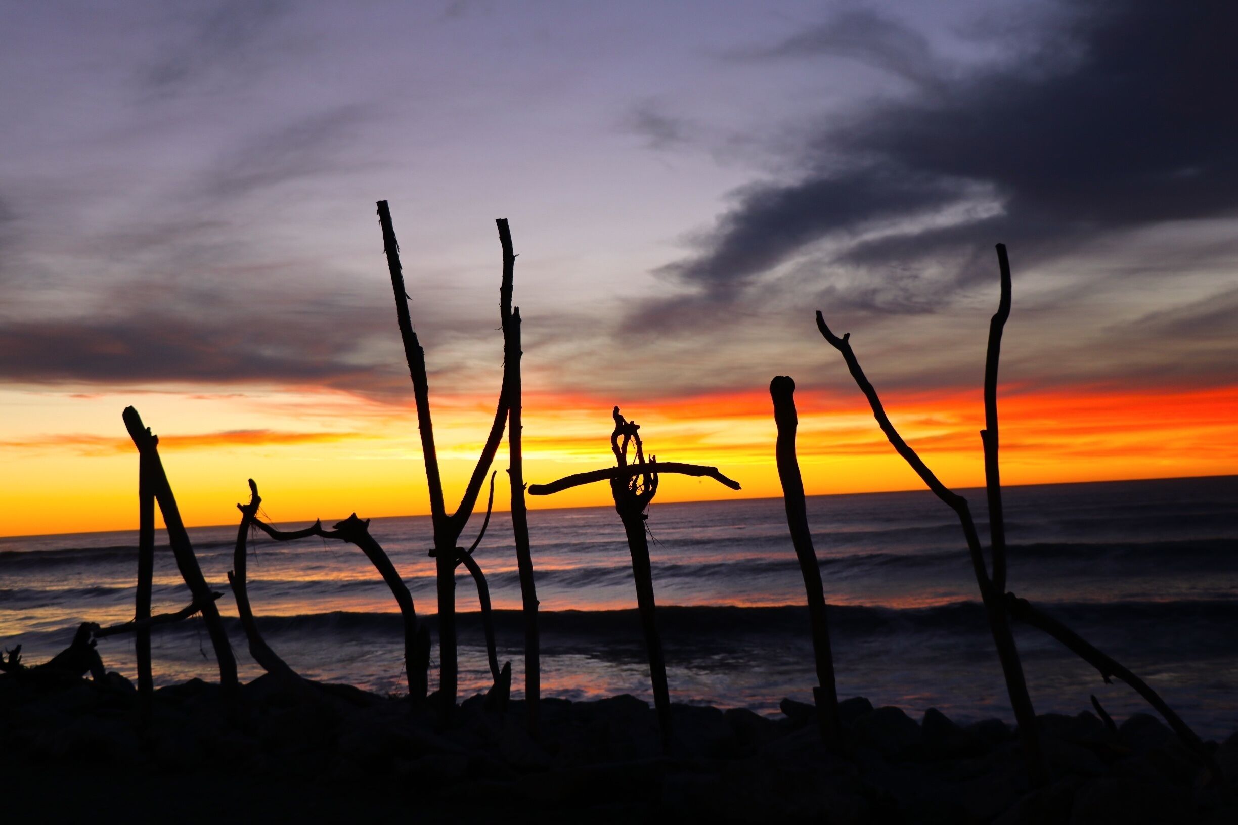 Kia Ora Tour 2017. Sunset in Hokitika beach, South Island New Zealand