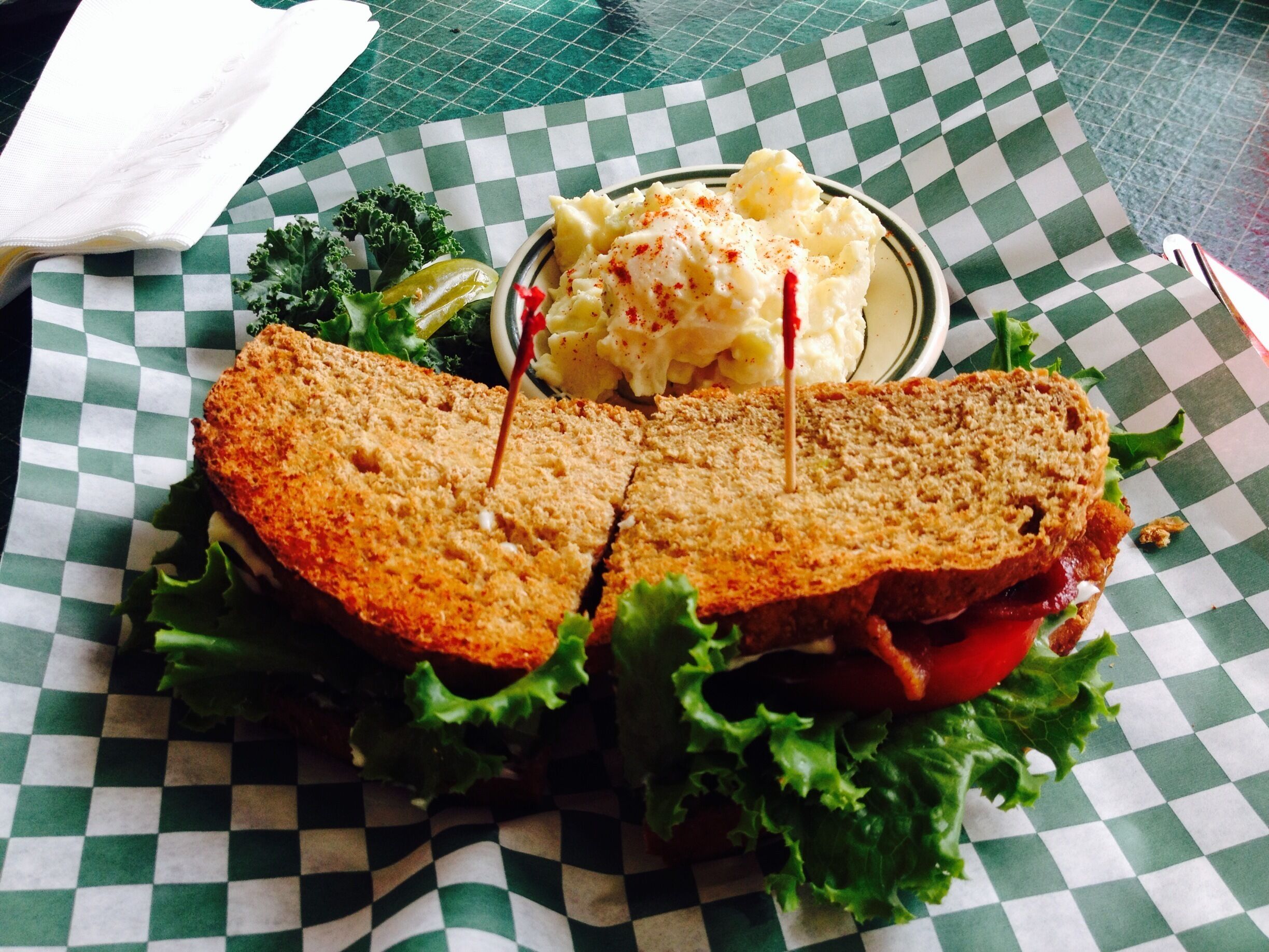 A delicious BLT on homemade bread.  The burgers & other sandwiches looked good too and the patrons seemed to be locals.  Classic rock sound track & kitschy nautical themed knick- knacks round out the atmosphere. 