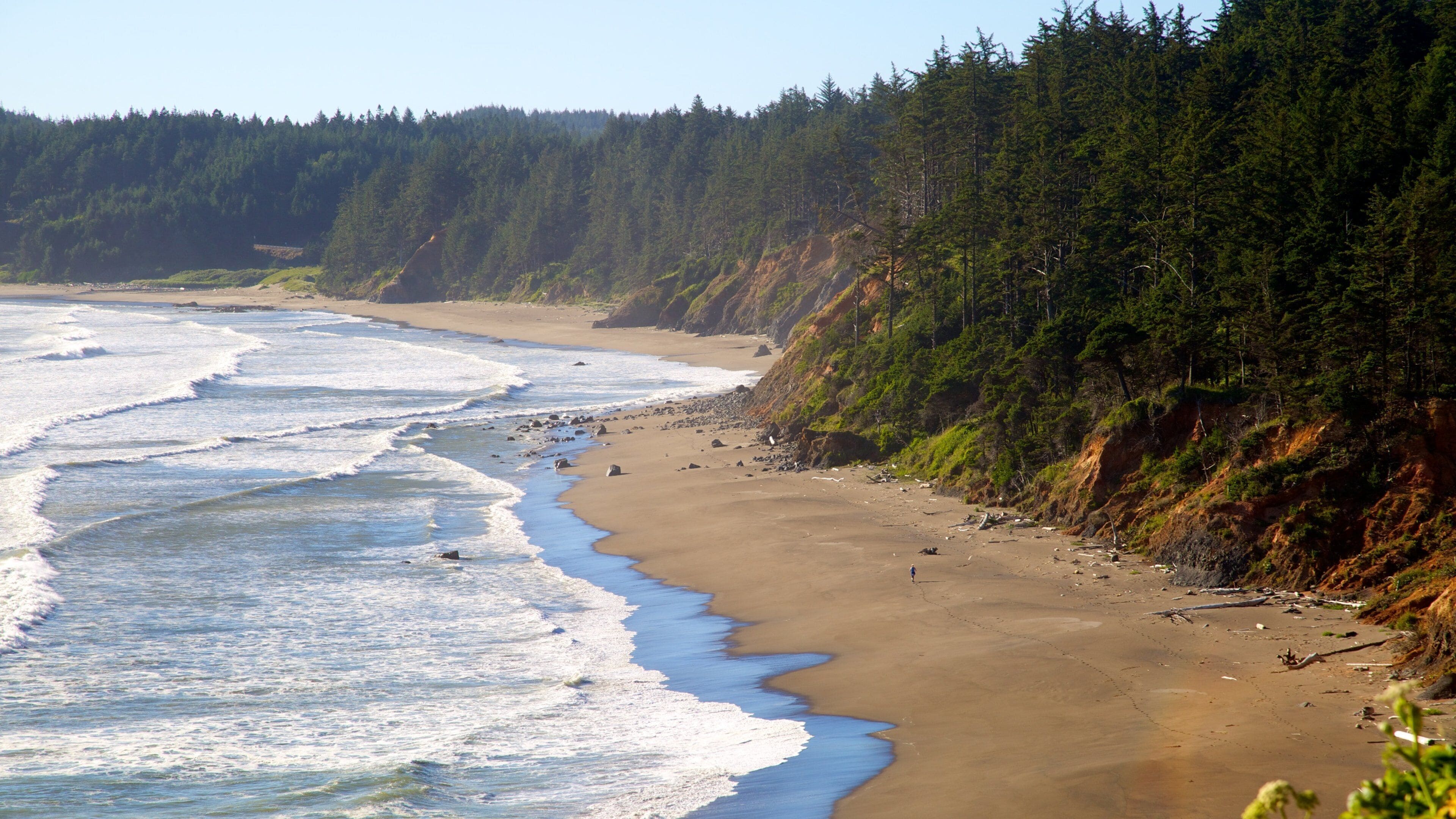 Port Orford which includes a beach