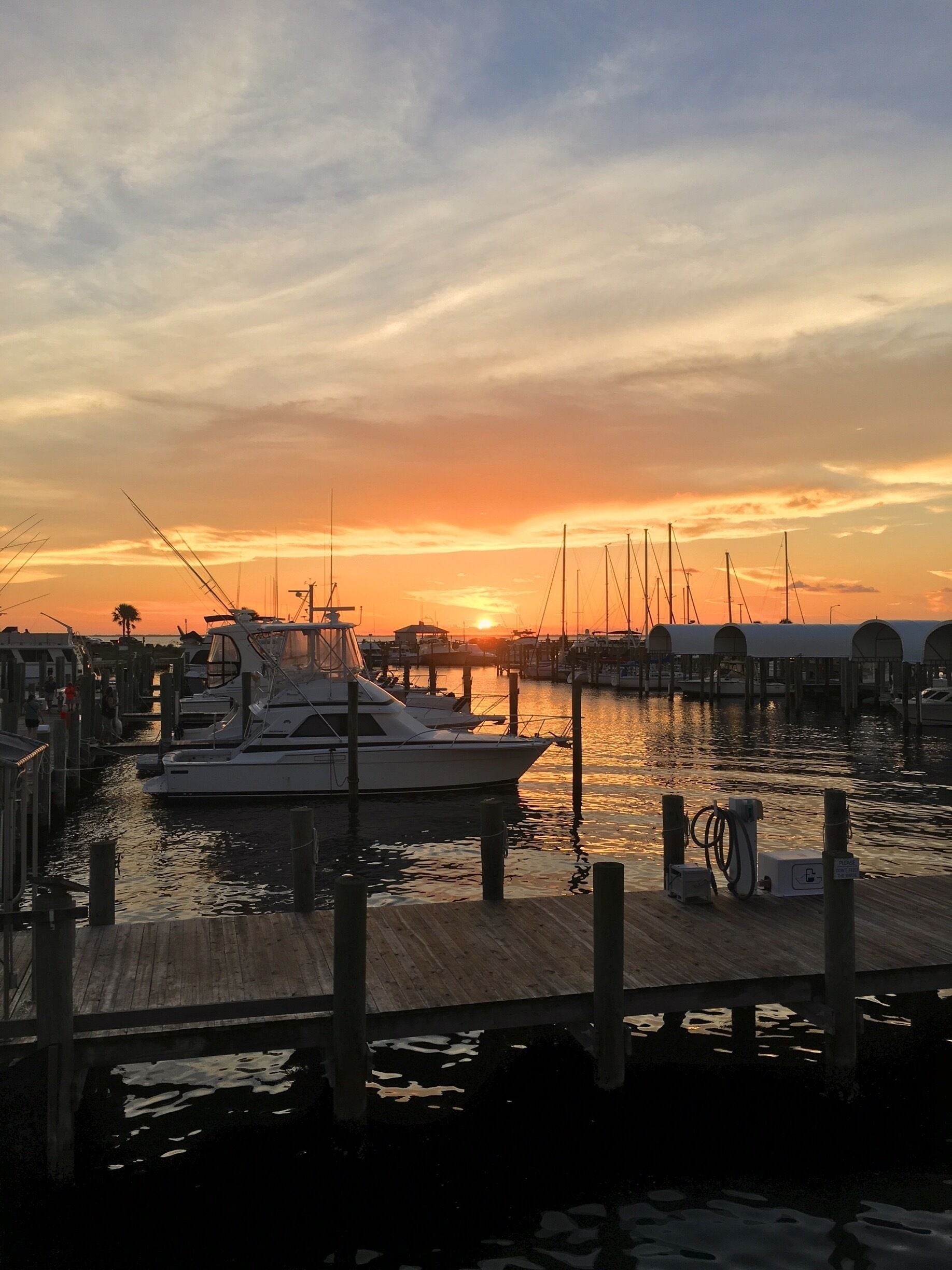 View of the sunset over St. Joseph Bay from the Port St. Joe marina.   