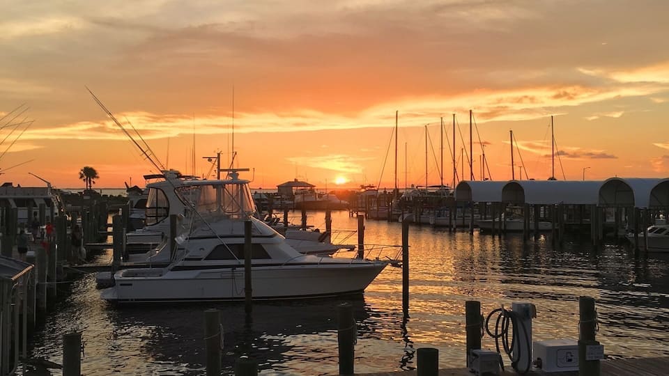 View of the sunset over St. Joseph Bay from the Port St. Joe marina.