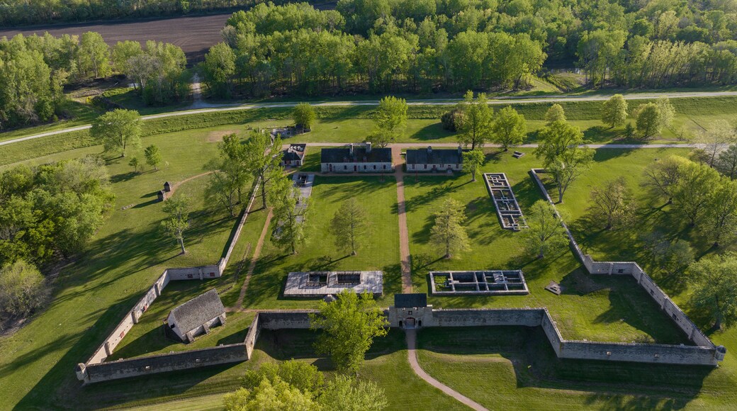Aerial view of Fort de Chartres, Prairie du Rocher, Illinois, United States.