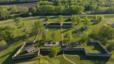Aerial view of Fort de Chartres, Prairie du Rocher, Illinois, United States.