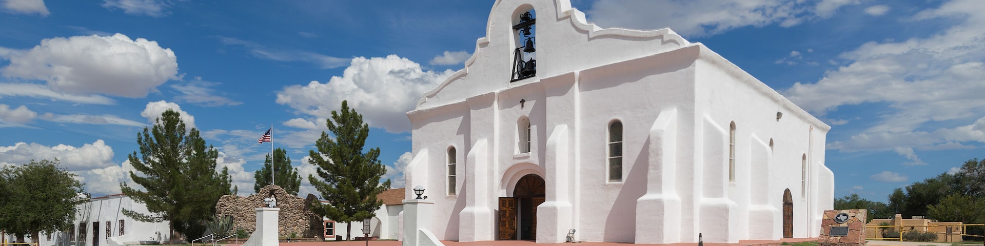 Exterior of the San Elizario Presidio Chapel mission in San Elizario, Texas