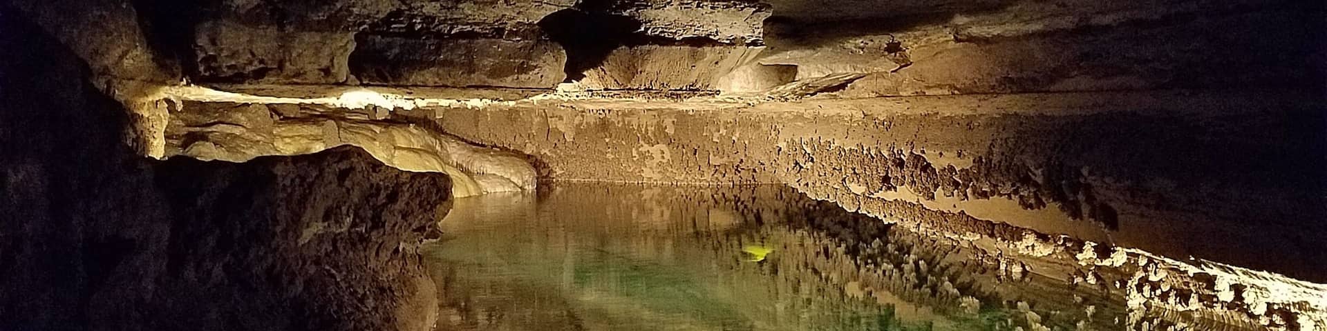 Guided tours are offered at Mystery Cave where we came upon this little body of water down in the cave. It was very cool!! The water was so clear and beautiful!! #InStone