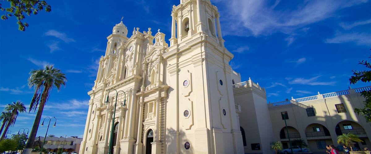Mexico showing street scenes, a church or cathedral and heritage architecture