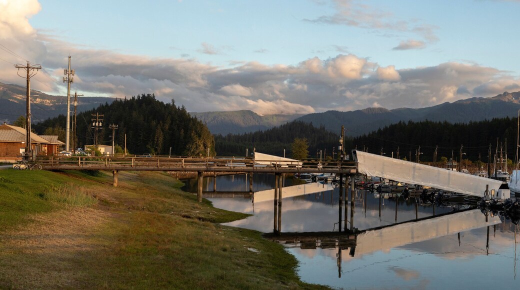 dock in Alaska at sunset