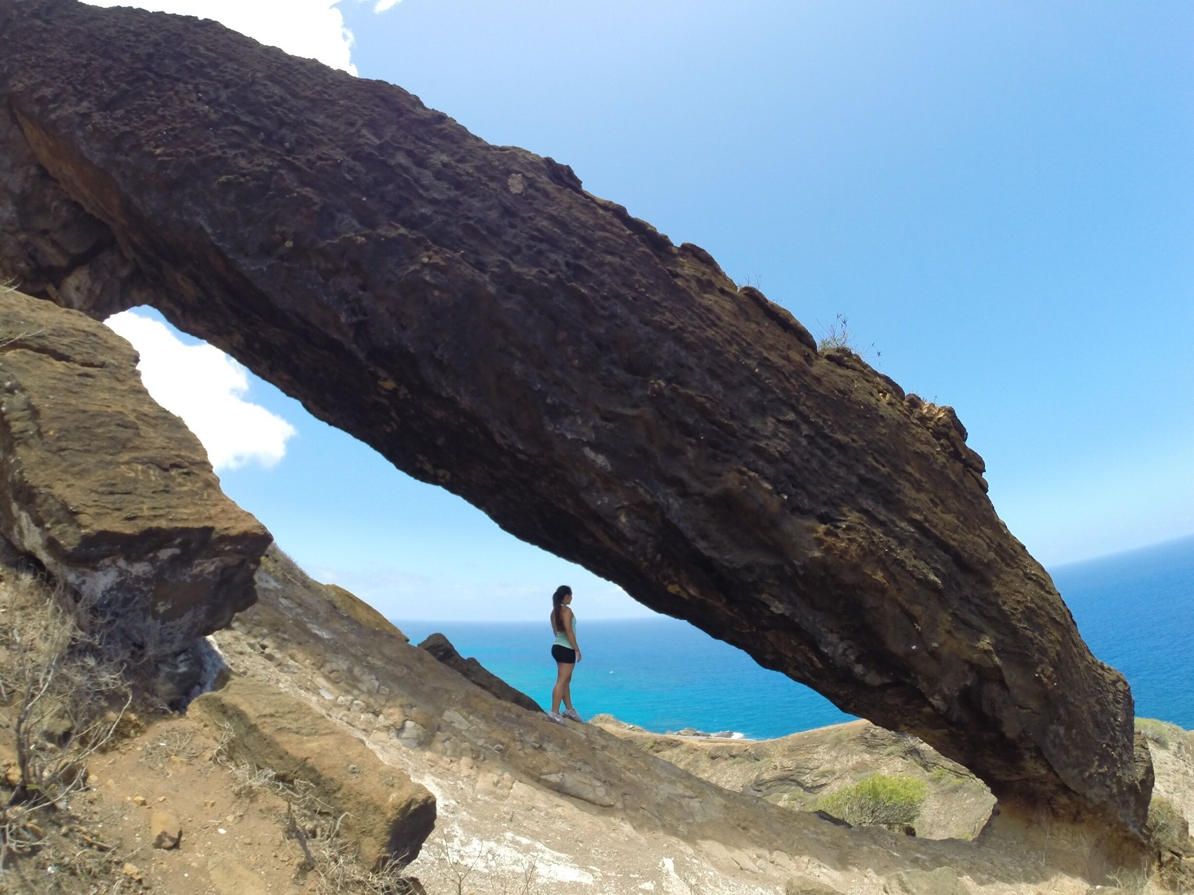 Short (but slightly sketchy) hike to the Koko Crater Arch in Oahu. Gorgeous views of the east side! #hawaii #blue