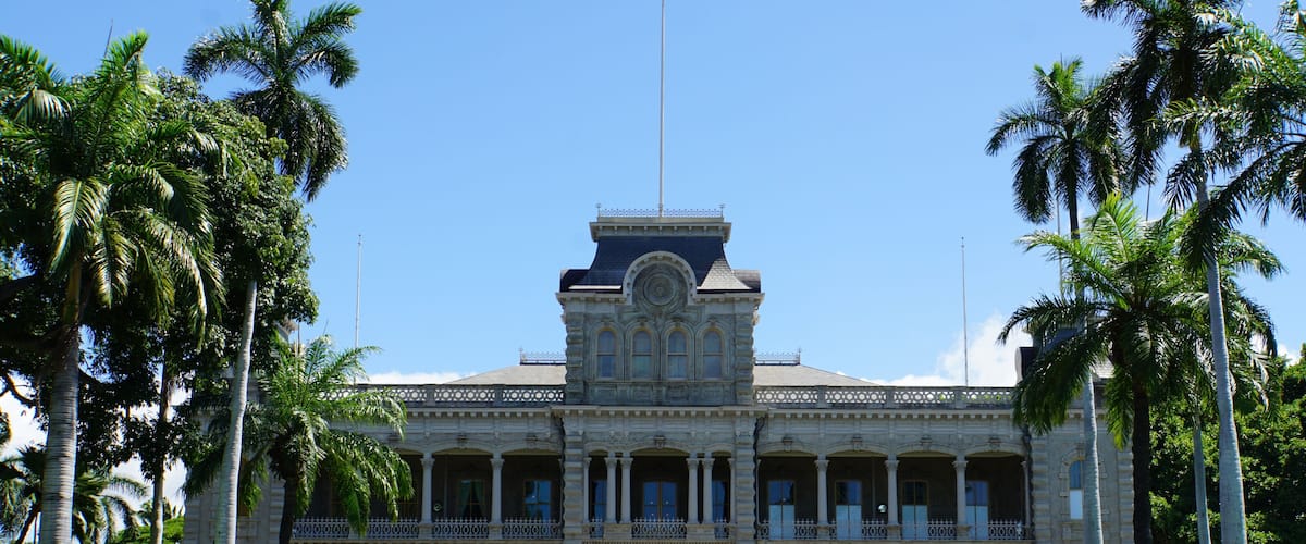 At the Iolani Palace, the only Royal Palace in the US, Honolulu, Oahu, Hawaii, USA (Aug 2016).