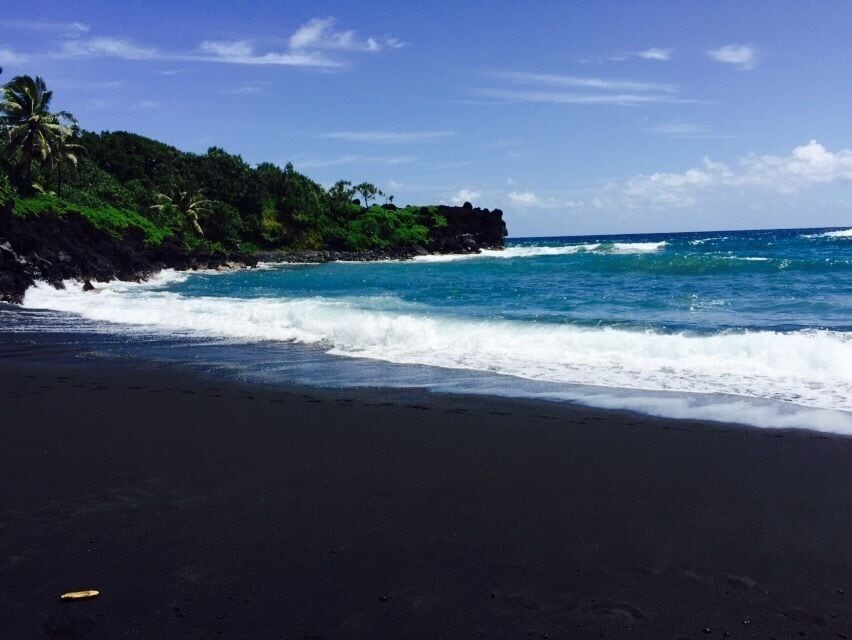 Black sand beach on the road to Hana! 