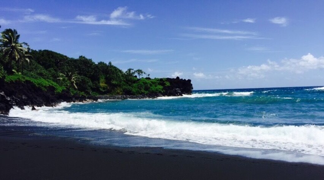 Black sand beach on the road to Hana!