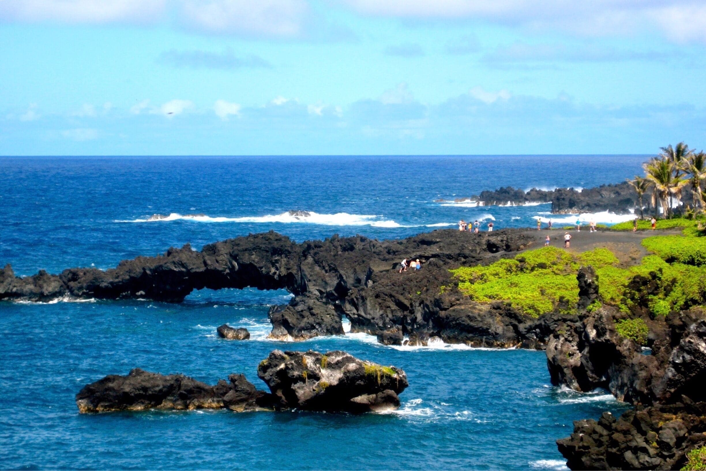 Beautiful views of the Pacific, natural arches, a blowhole, and a black sand beach... it’s a must-do on the Road to Hana. 