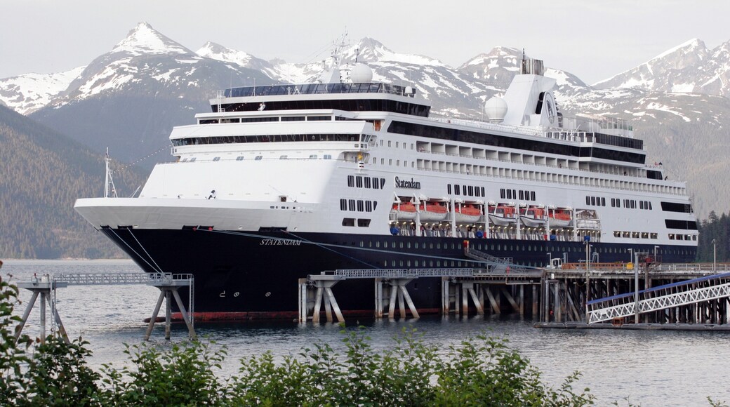 Haines ofreciendo una bahía o puerto, crucero y montañas