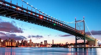 Triborough Bridge at night, in Astoria, Queens, New York. USA