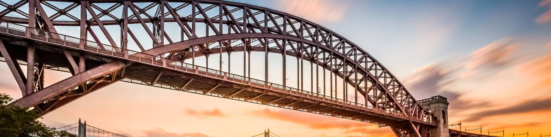 Hell Gate and Triboro bridge at sunset