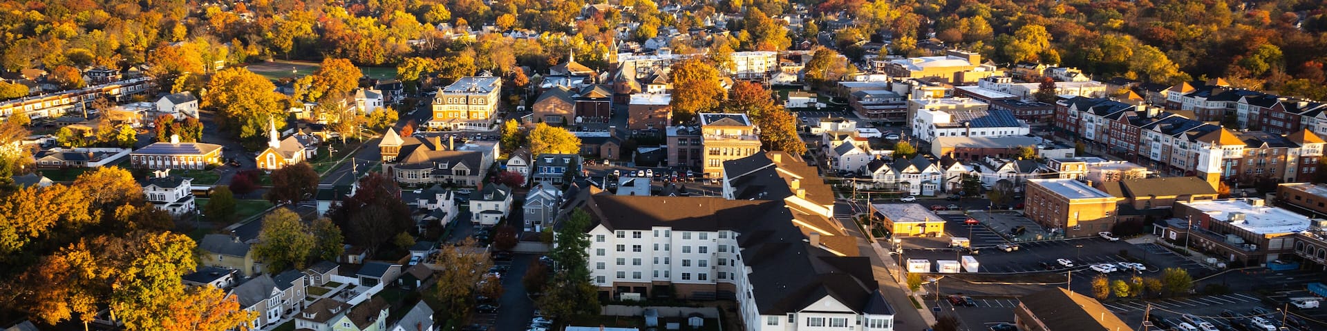 Aerial Drone Sunrise in Rahway New Jersey