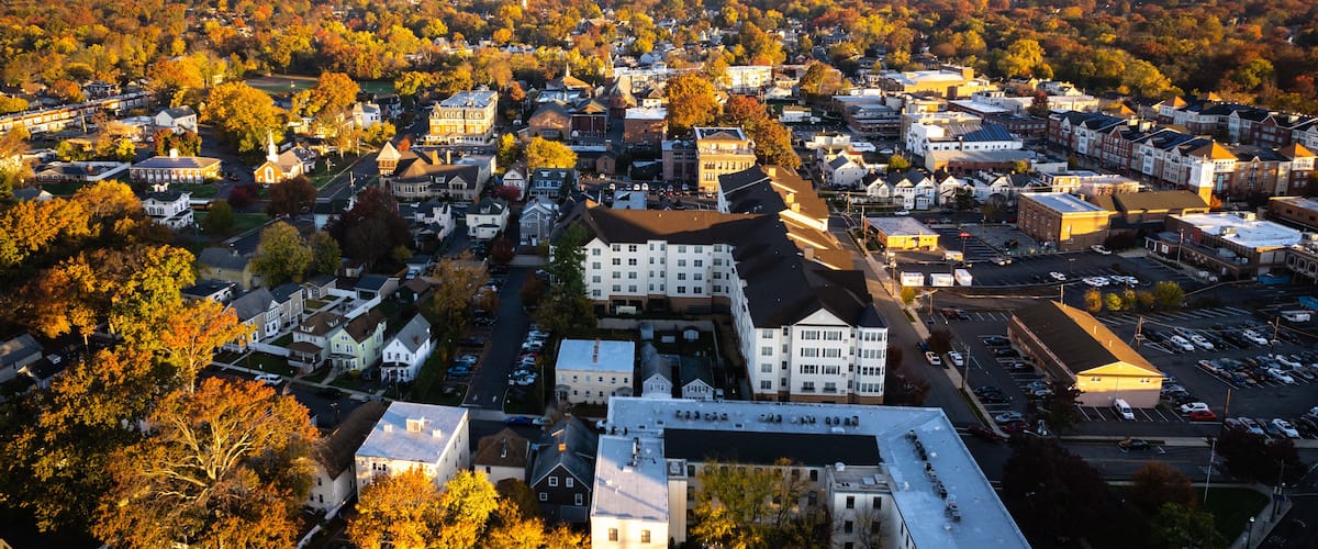 Aerial Drone Sunrise in Rahway New Jersey