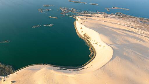 Aerial view of Asfar Lake near Al Hofuf town