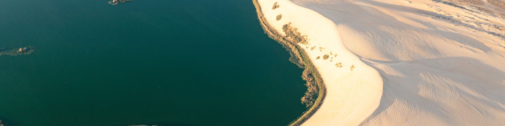 Aerial view of Asfar Lake near Al Hofuf town