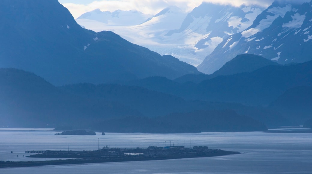 Homer featuring mountains, a sunset and a bay or harbor