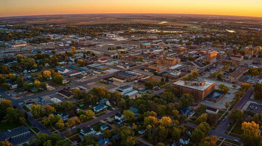 Aerial View of Huron, South Dakota at Sunrise in Autumn