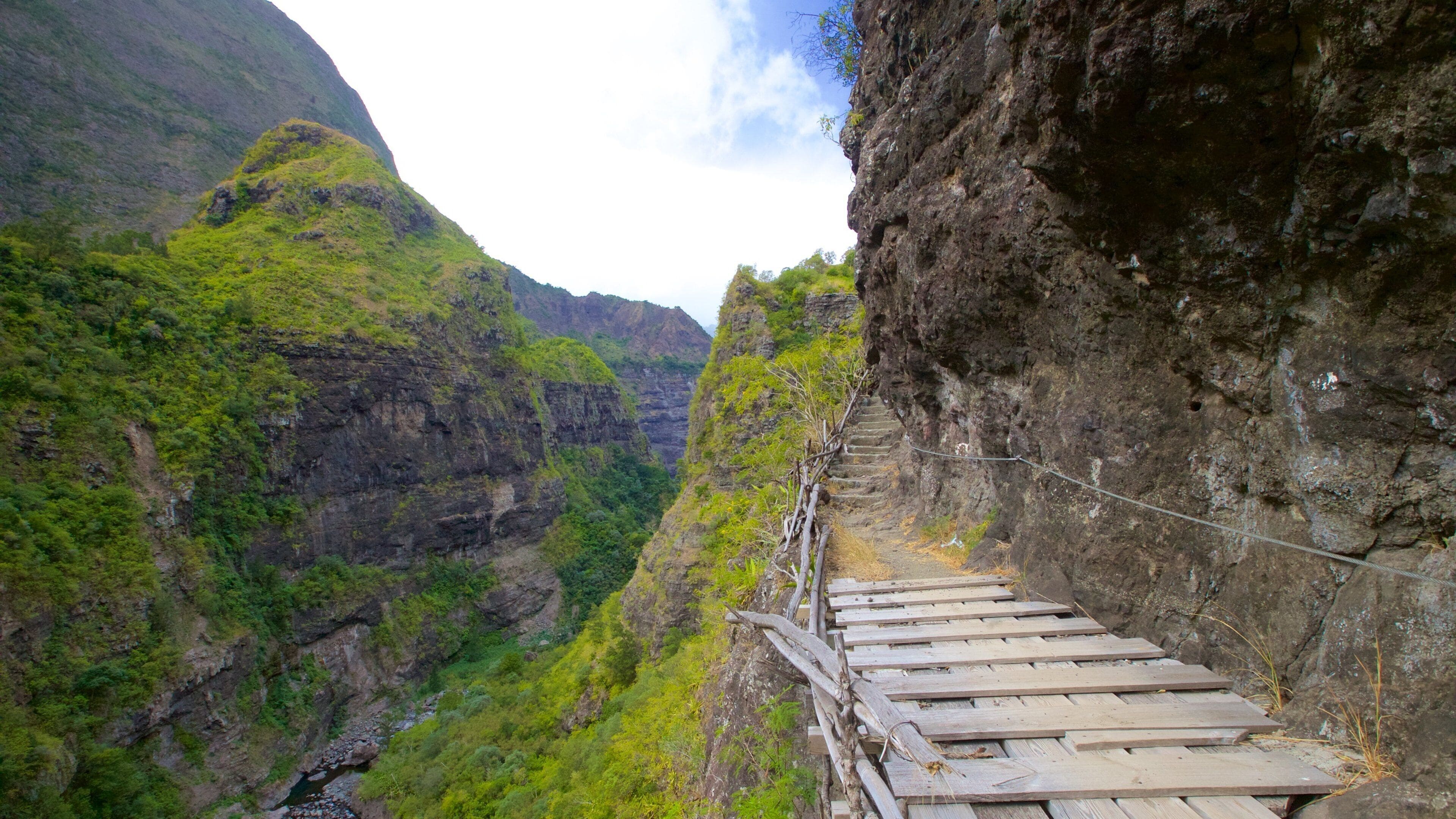 Reunion showing a gorge or canyon
