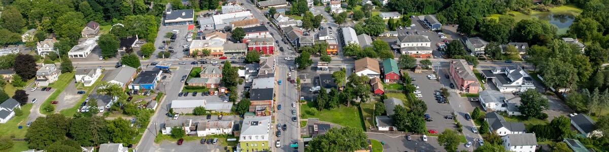 August 14 2024, Sunny afternoon summer aerial photo of the area surrounding Red Hook, NY, USA
