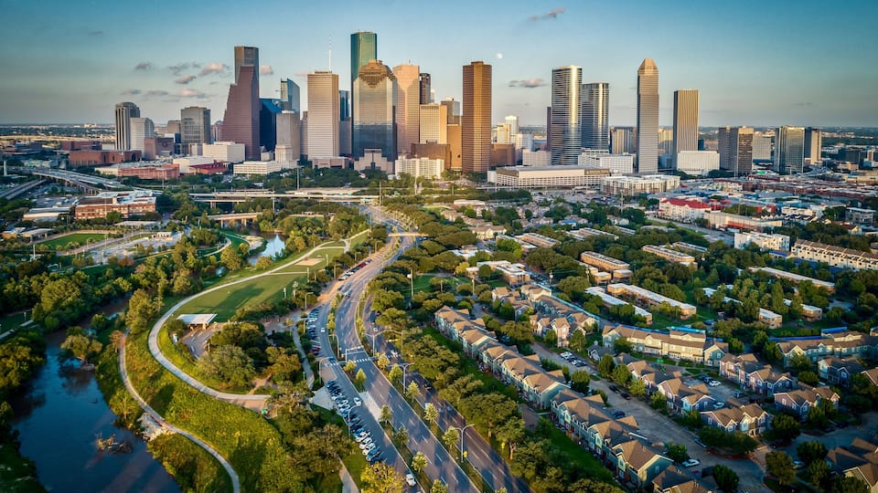 Houston, Texas Skyline At Sunset