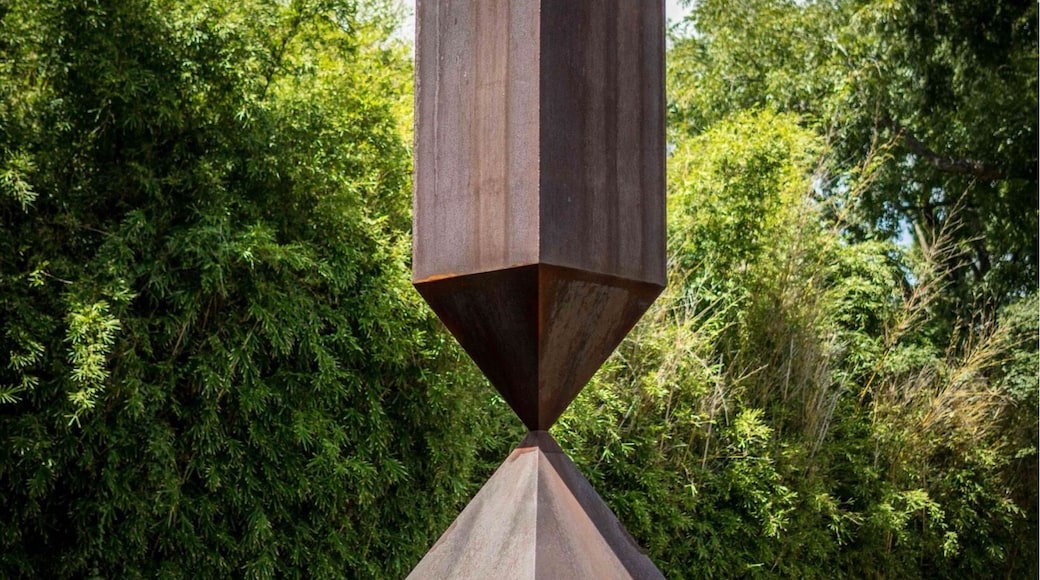 Outside of the Rothko Chapel is this sculpture, Broken Obelisk, and a reflection pool dedicated to Dr. Martin Luther King Jr.