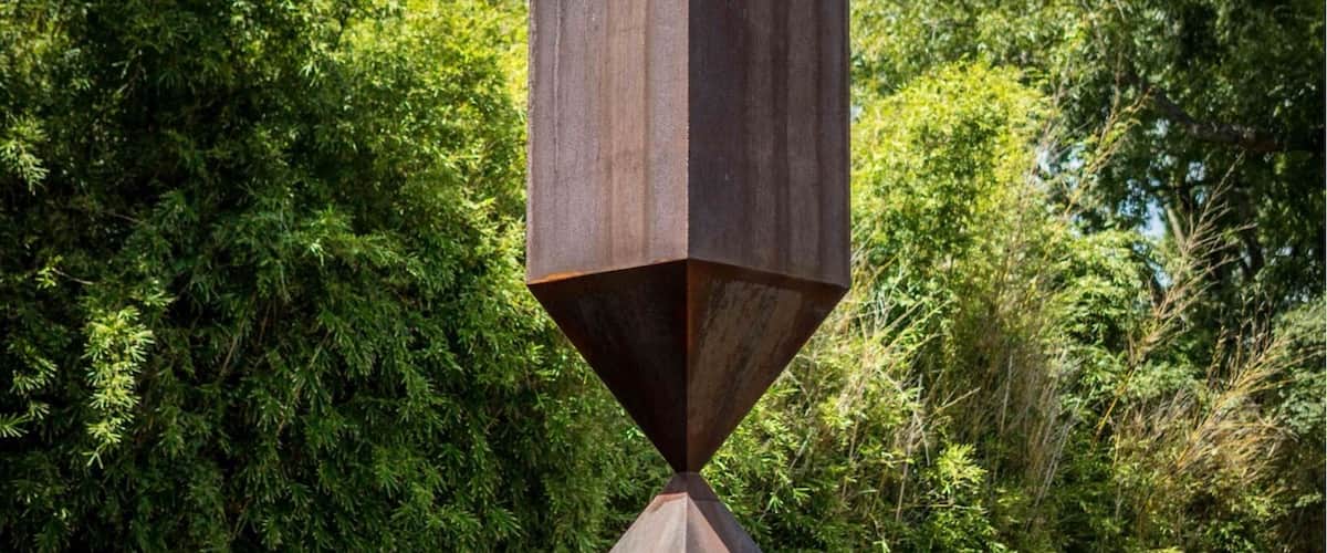 Outside of the Rothko Chapel is this sculpture, Broken Obelisk, and a reflection pool dedicated to Dr. Martin Luther King Jr.