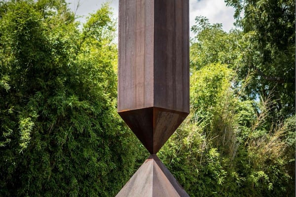 Outside of the Rothko Chapel is this sculpture, Broken Obelisk, and a reflection pool dedicated to Dr. Martin Luther King Jr.