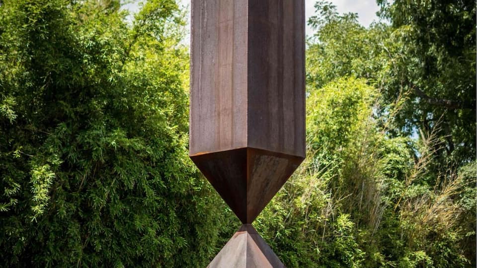 Outside of the Rothko Chapel is this sculpture, Broken Obelisk, and a reflection pool dedicated to Dr. Martin Luther King Jr.