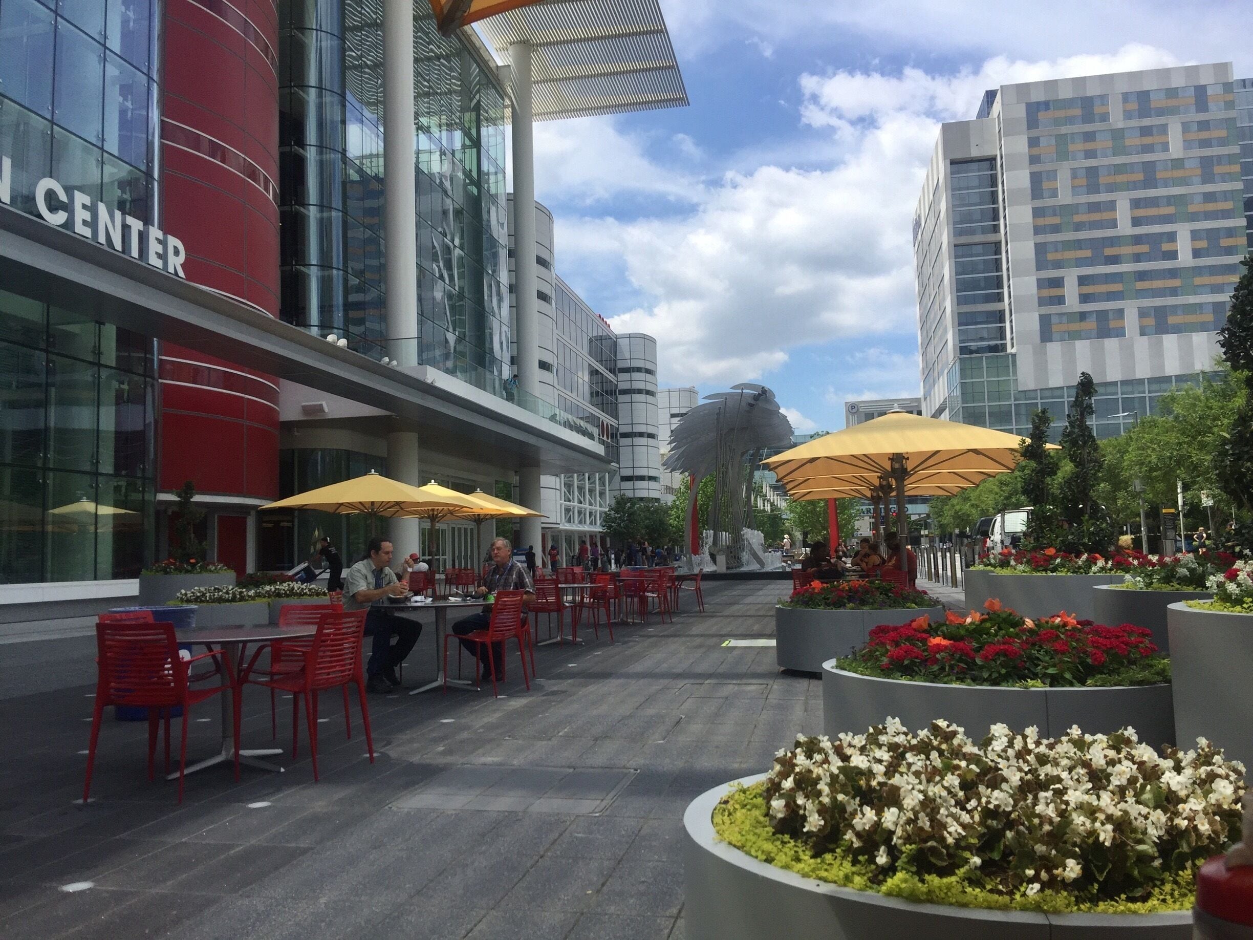 Close to the entrance of convention center.