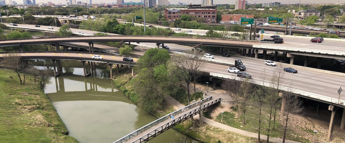 Buffalo Bayou from the parking garage.