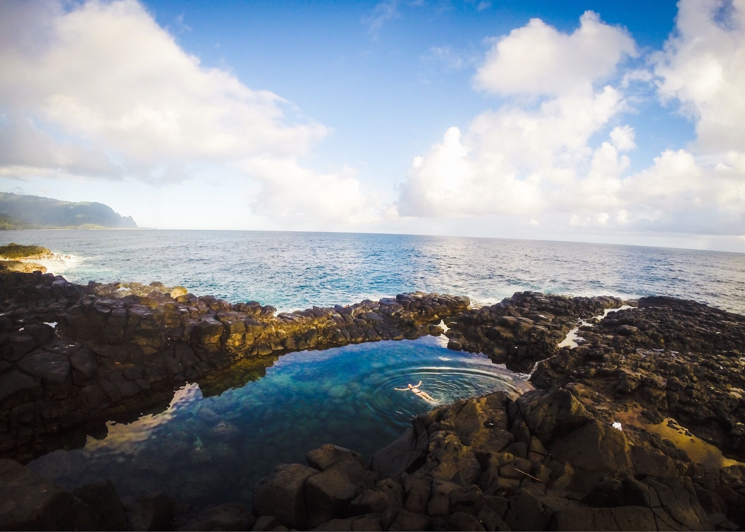 Woke up early and made the hike out to Queen's Bath just after low tide. The perfect swimming hole if you catch it at the right time and a rainbow greeted us after the morning rains! @lens4change #endlesssummer