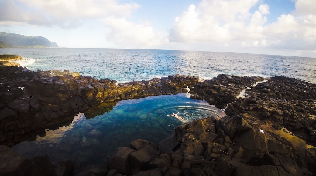 Woke up early and made the hike out to Queen's Bath just after low tide. The perfect swimming hole if you catch it at the right time and a rainbow greeted us after the morning rains! @lens4change #endlesssummer