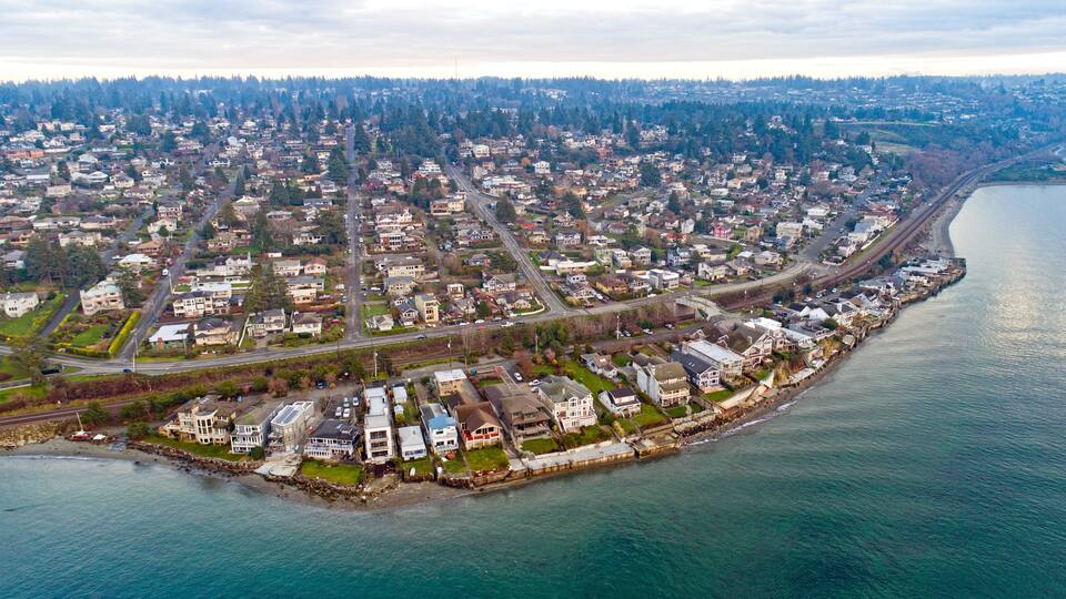 Richmond Beach Shoreline Washington Waterfront Housing Aerial View