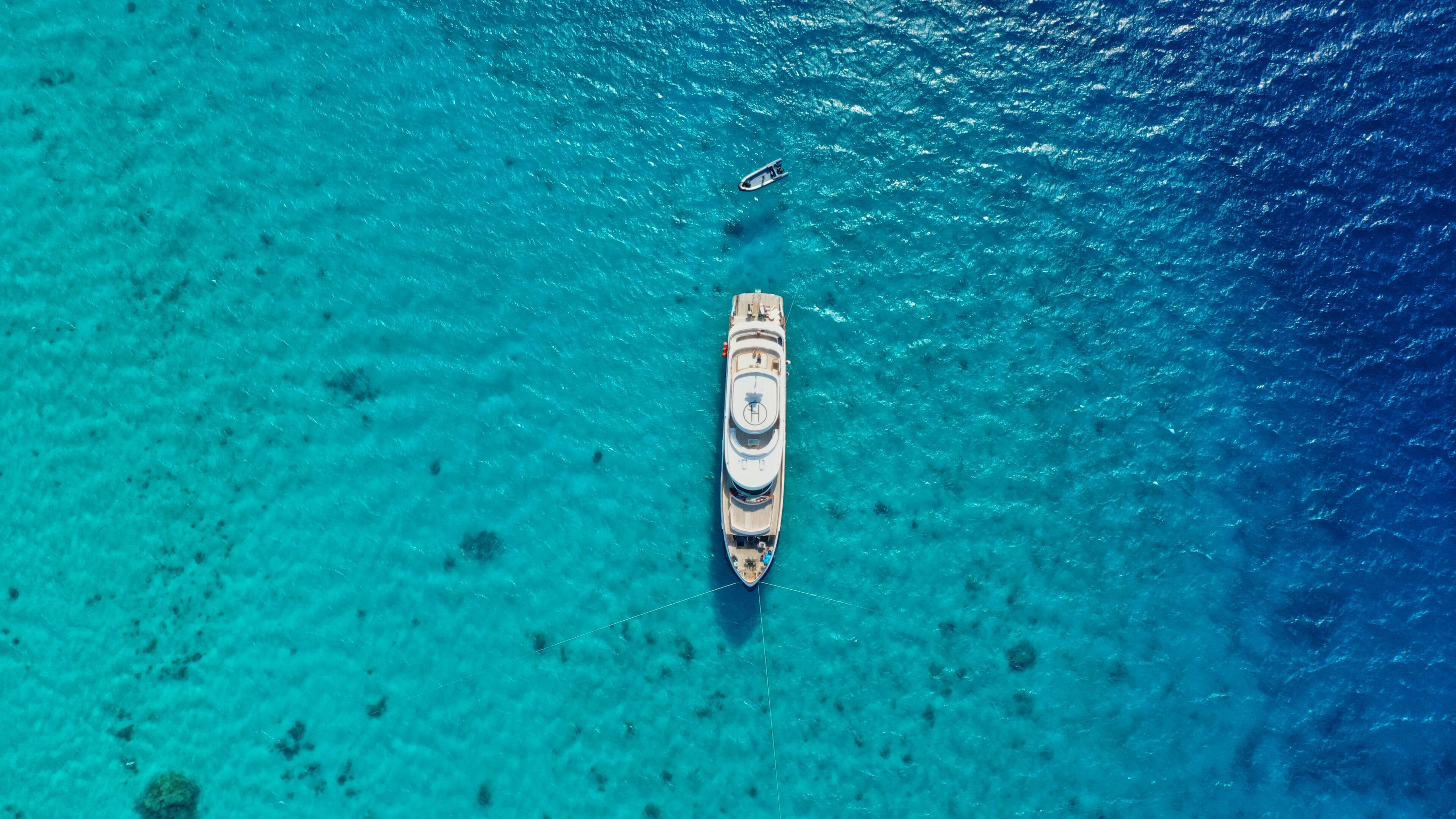 Aerial view of a luxury boat in middle of the sea, Egypt