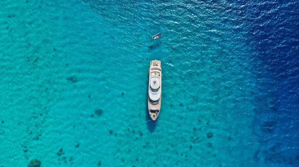 Aerial view of a luxury boat in middle of the sea, Egypt