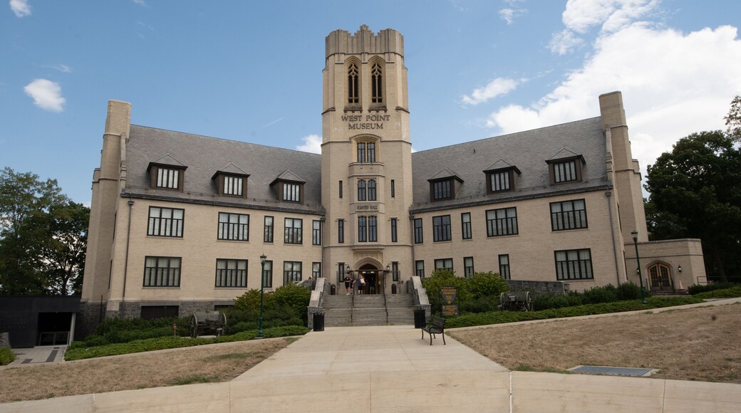 West Point, NY - USA - Aug 26, 2022: Landscape view of the Military Academy museum with galleries showcasing history of the U.S. army, warfare and weapons.