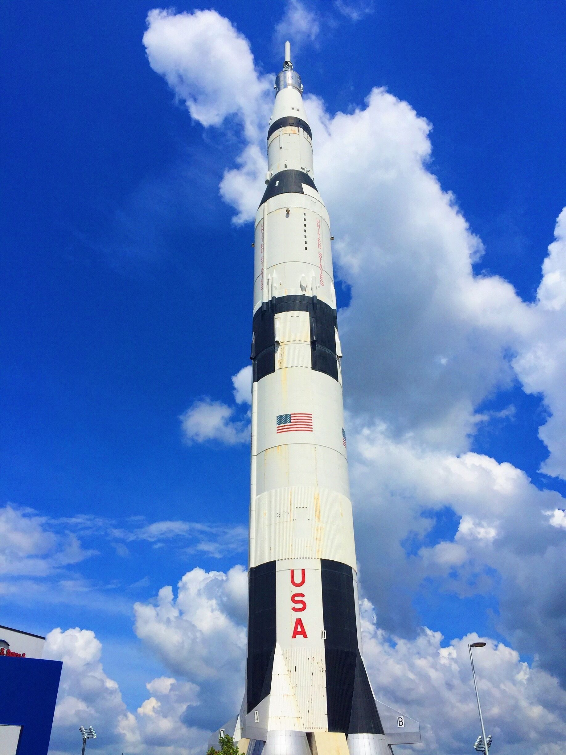 The vertical model of the Apollo Saturn V Moon Rocket located in the Space and Rocket Museum in Huntsville, Alabama