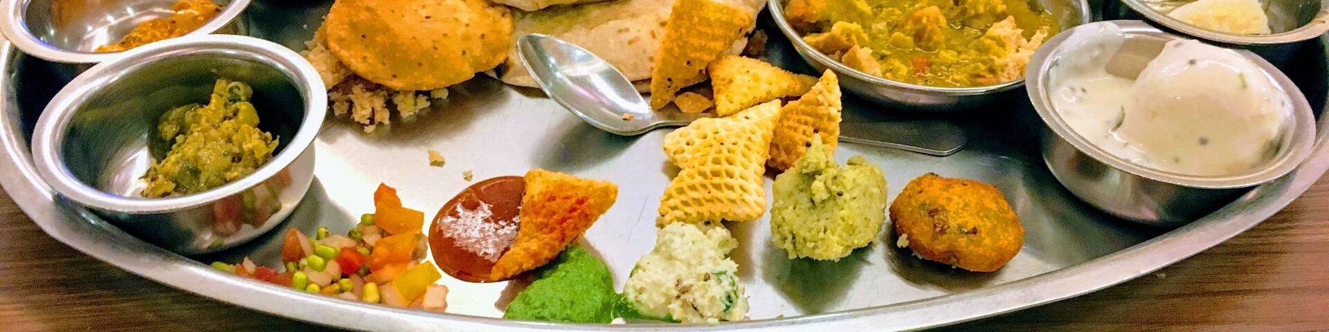 Presenting the good old Indian Thali. Literally meaning 'plate', the idea is to offer all the 6 different flavor profiles of sweet, salt, bitter, sour, astringent and spicy on one single plate.
Pictured here is a Vegetarian Rajasthani Thali that was subsequently wiped clean resulting in a most satisfactory food coma :) #GoodEats